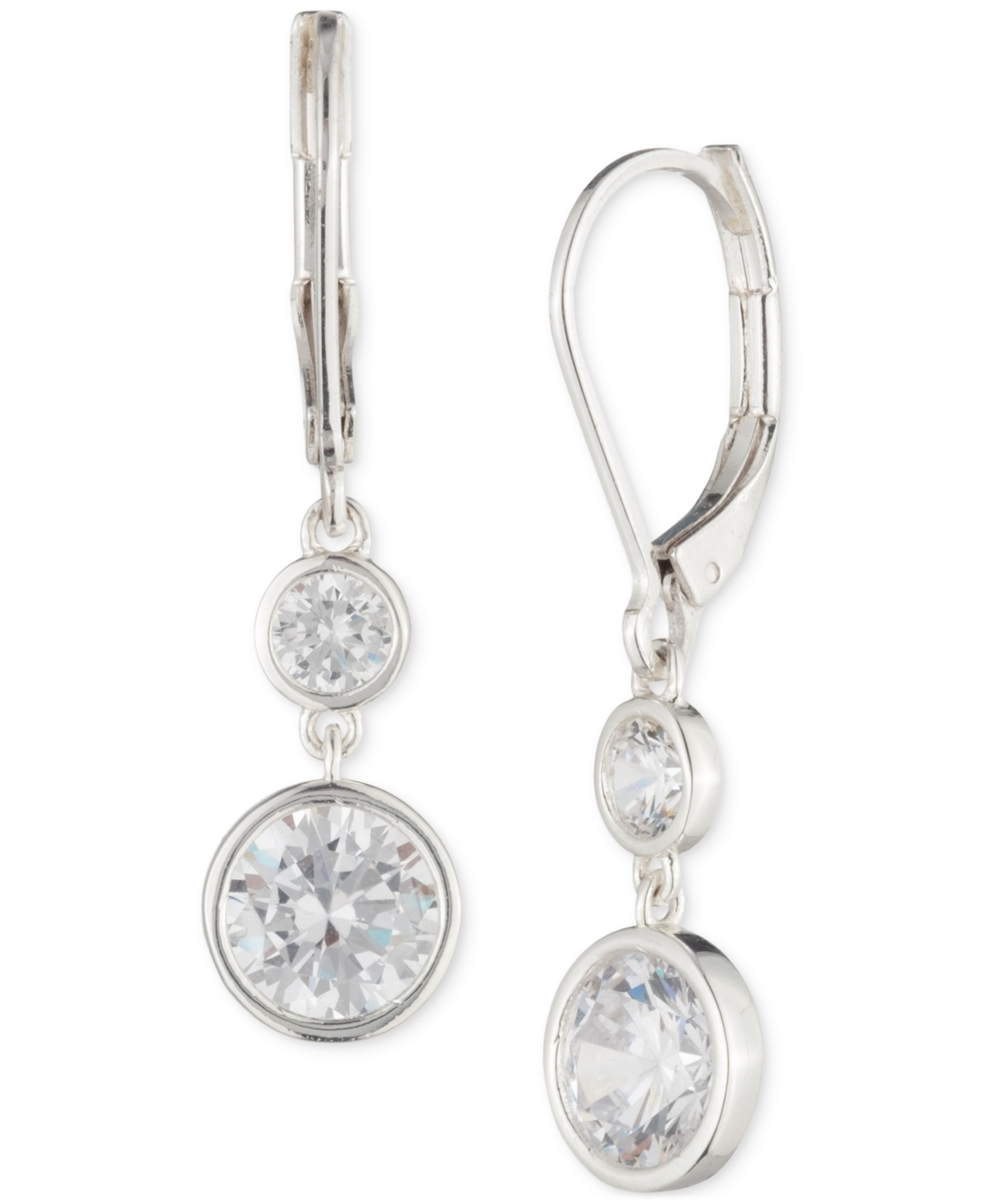 Ralph Lauren Cubic Zirconia Double Drop Earrings In Metallic