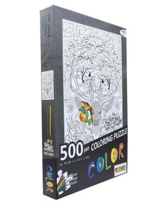 Deer 500 Piece Coloring Jigsaw Puzzle + 6 Markers