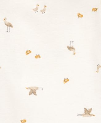 Baby Boy or Baby Girl Striped Birds Short-Sleeve Bodysuits, 5 Pack