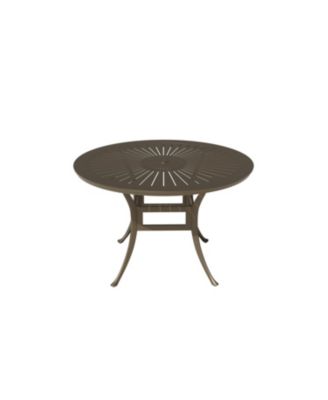 48-inch Powder Coated Cast Aluminum Outdoor Dining Table with Umbrella Hole