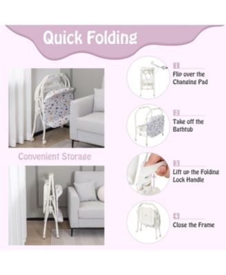 Folding Baby Changing Table with Bathtub and 4 Universal Wheels