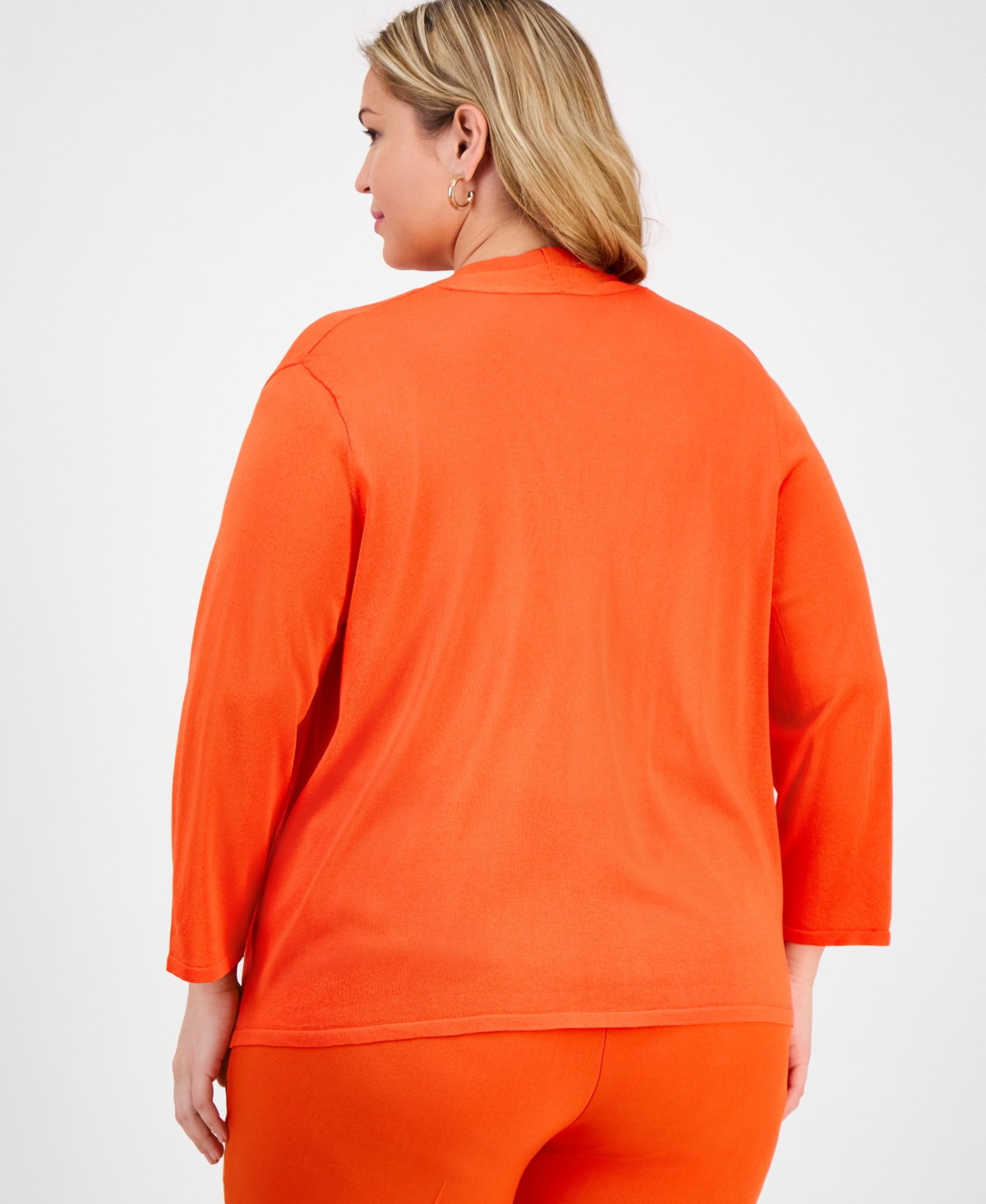 Kasper Plus Size 3/4-sleeve Open-front Cardigan