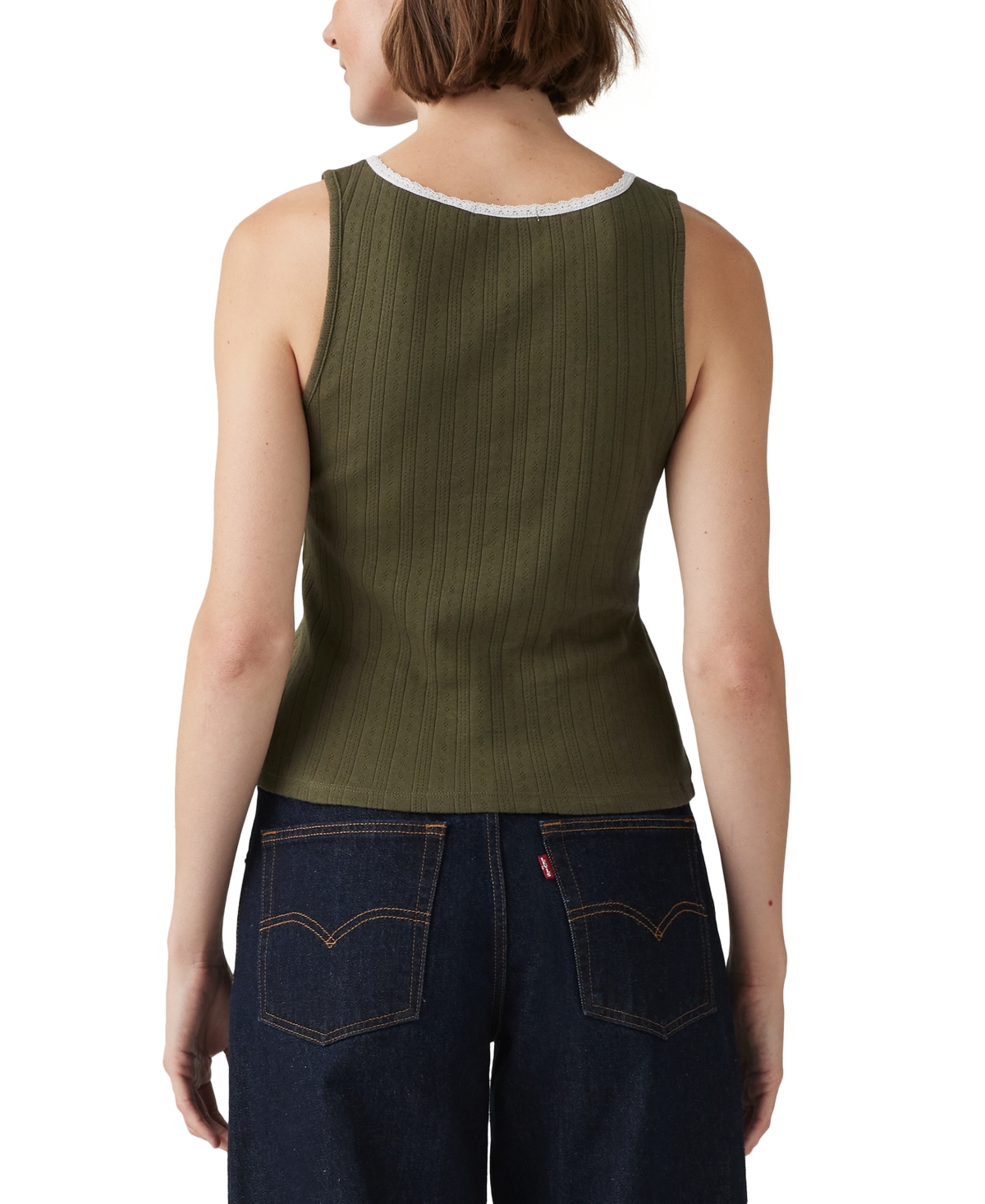 Levi's Women's Sweetie Pointelle Tank Top In Olive Night