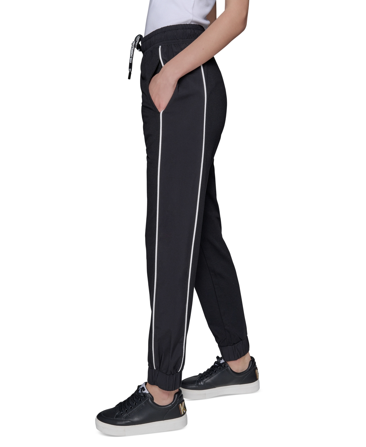 Karl Lagerfeld Women's Colorblocked Jogger Pants In Black