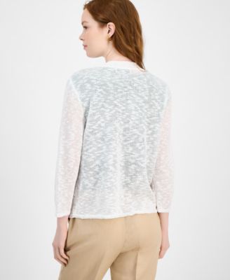 売れ筋商品|||カスパー ニット&セーター アウター レディース Women's Slub Yarn Open-Front A-Line Cardigan Vanilla Ice Kasper Women's Slub Yarn Open-Front A-Line Cardigan - Macy's