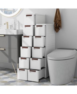 6-Drawer Rolling Organizer Unit Narrow Storage Cabinet with Built-In Wheels for Small Space-6-Drawer