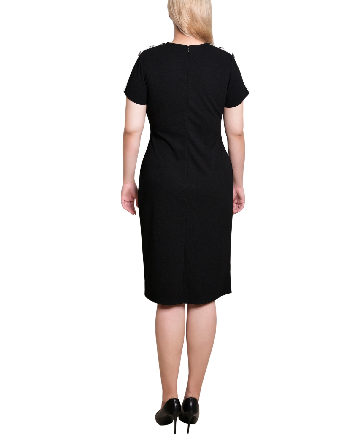 Ny Collection Petite Short Sleeve Asymmetrical Hem Dress