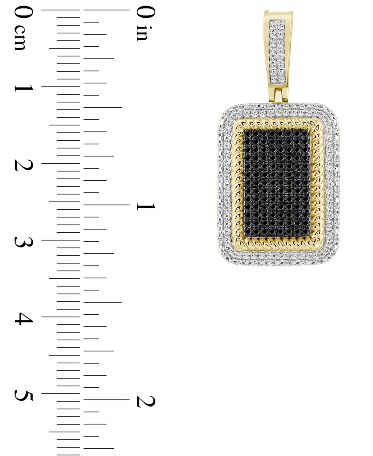 Macy's Men's Black & White Diamond Dog Tag Pendant (1/2 Ct. Tw) In 10k Gold