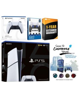 Playstation 5 Slim Digital with Extra Controller, FPS Grip Kit and MightySkins Decal Voucher + 1 Year CPS Extended Warranty