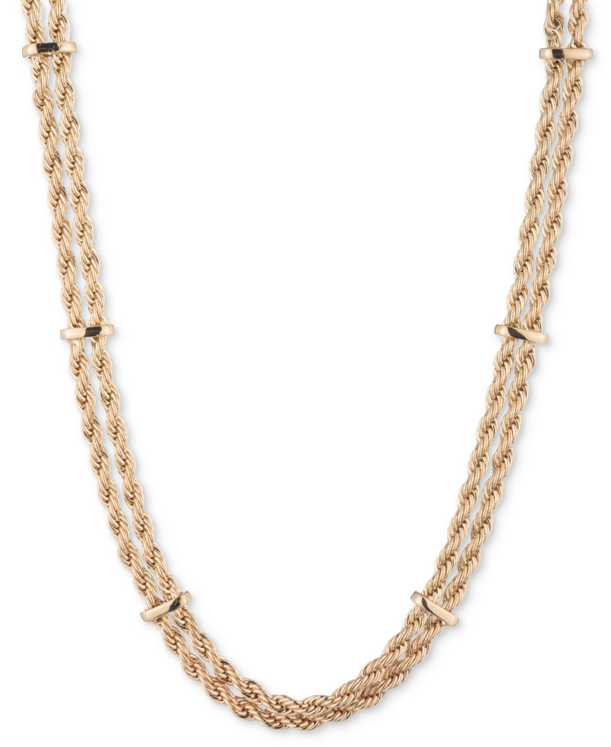 Gold-Tone Double Rope Chain 16" Collar Necklace - Gold