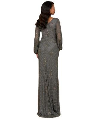 Women's Long Sleeve Beaded Gown