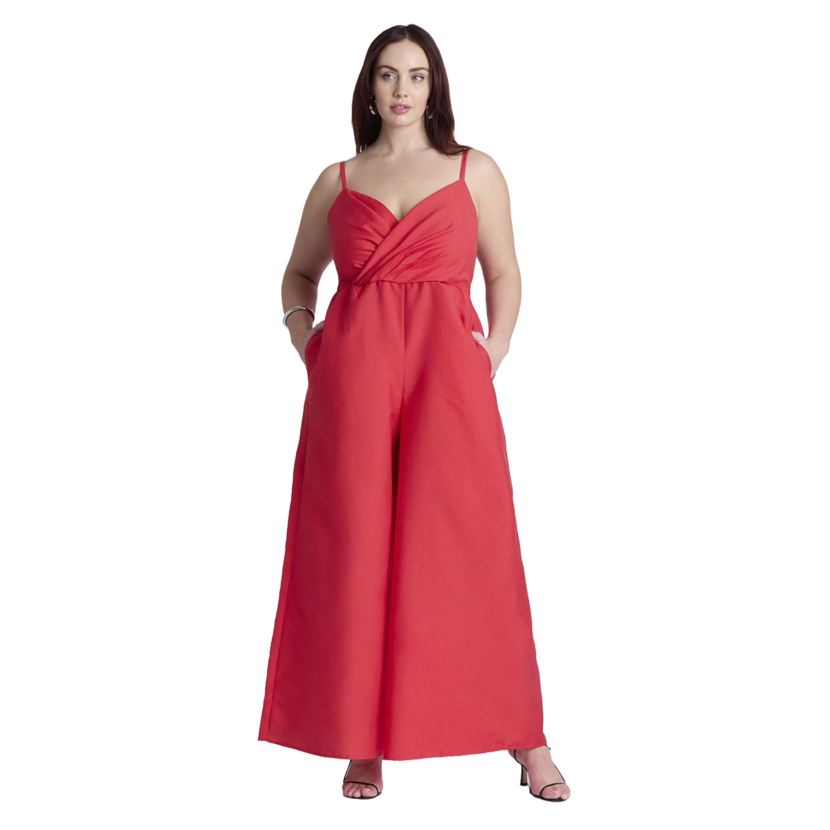 Plus Size Wide Leg Jumpsuit - Red