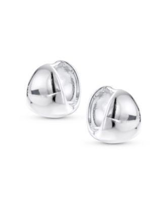 Minimalist Geometric Hoop Huggie Earrings in Sterling Silver