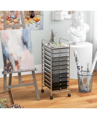 10 Drawer Rolling Storage Cart Organizer with 4 Universal Casters-Gradient