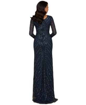 Women's Long Sleeve Beaded Gown