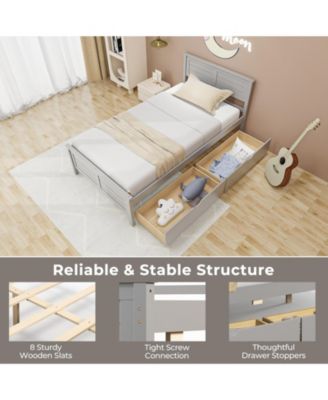 Twin Size Bed Frame with Storage Drawers