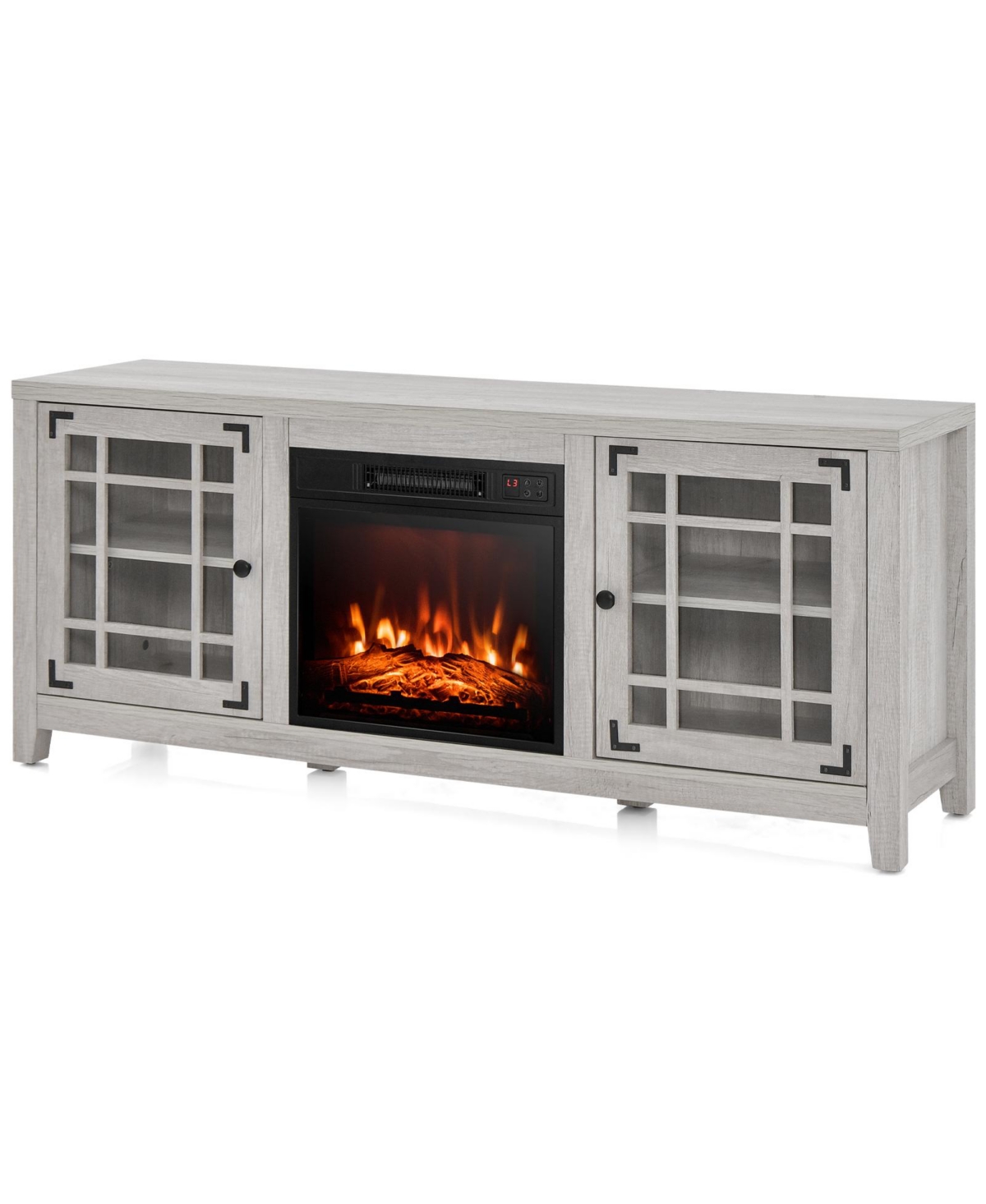 58 Inch Fireplace Tv Stand with Adjustable Shelves for TVs up to 65 Inch - Natural