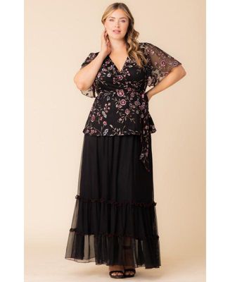 Plus Size Rosalie Embroidered Wrap Top