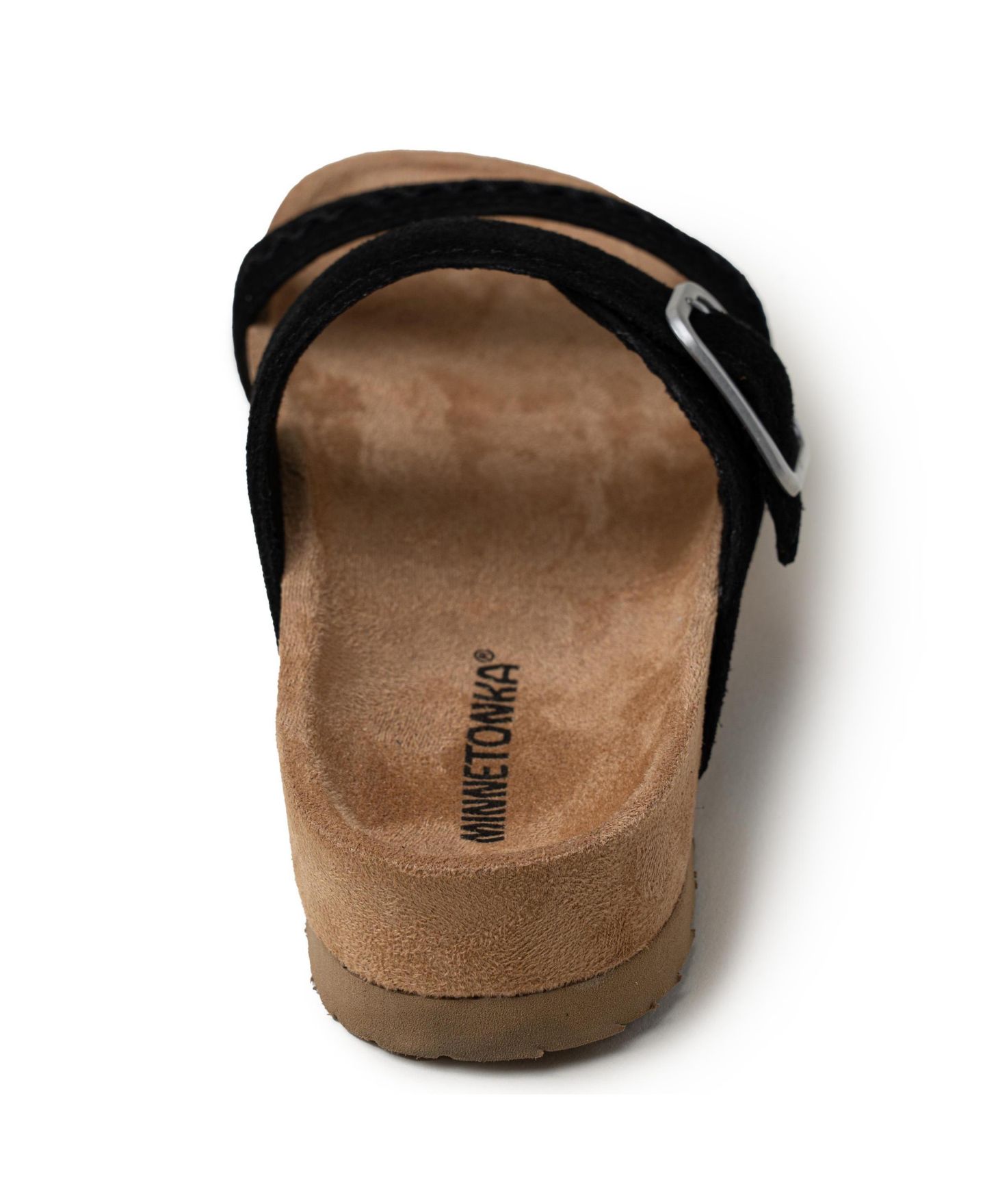 Женские сандалии Minnetonka Gideon Suede 2-Strap Buckle, цвет: Чёрный — фото 4