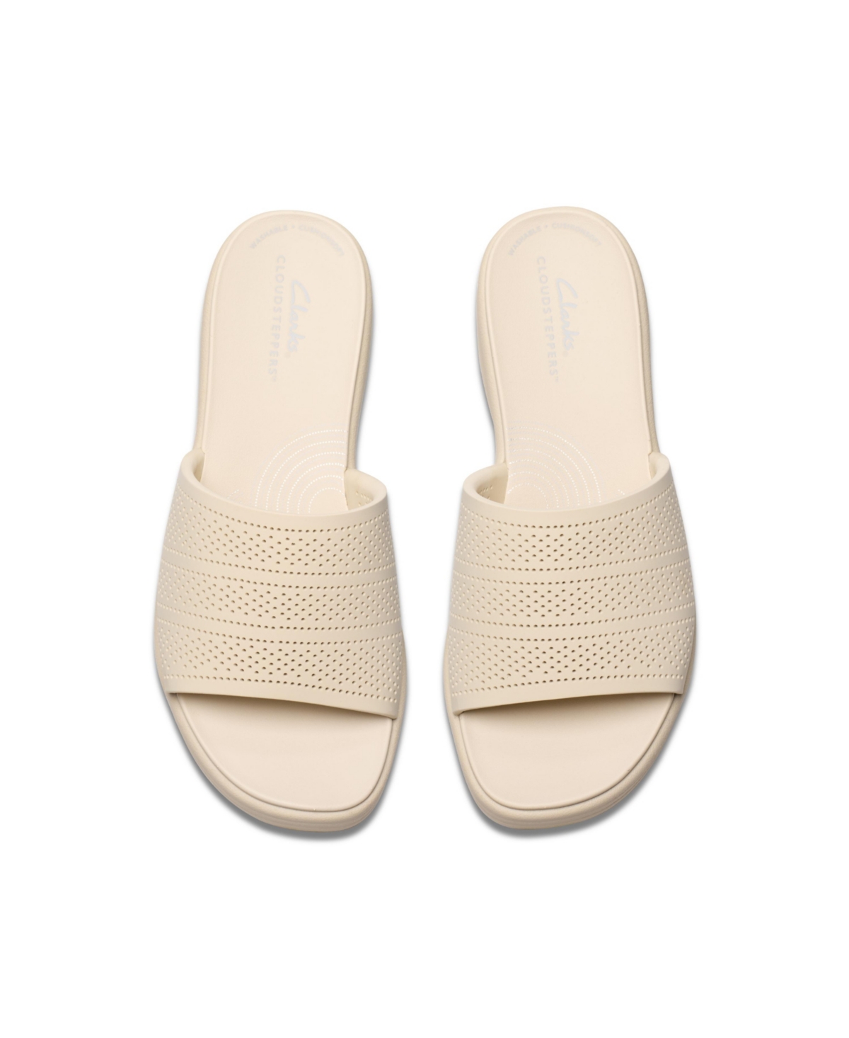 Clarks Cloudsteppers Women's Drift Twist Slip-on Flat Sandals In Cream Synthetic