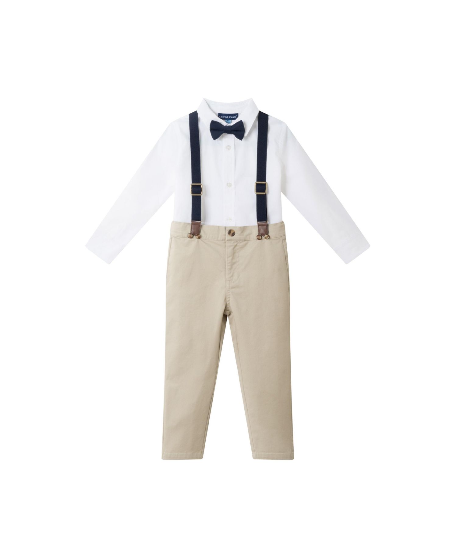 Toddler Boys Toddler/Child White Buttondown Bowtie and Suspenders Set