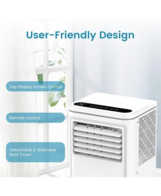 8000 BTU Portable AC, 4 Modes, Cools 350sq.ft, Remote, LED Display, 24H Timer, 360° Wheels