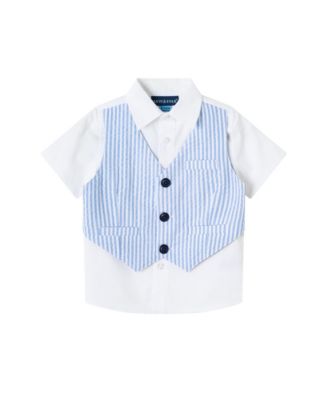 Baby Boys Chambray Polo and Vest Set