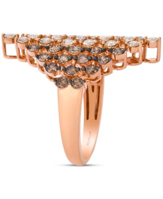 Chocolate Ombr&eacute; Diamond Openwork Cluster Statement Ring (2 ct. t.w.) in 14k Rose Gold