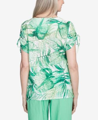 Women's Rise Shine Monotone Tropical Leaf Crew Neck T-Shirt