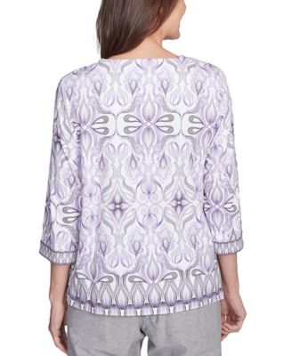 Women's Crystal Springs Border Medallion Kaleidoscope Square Neckline Top