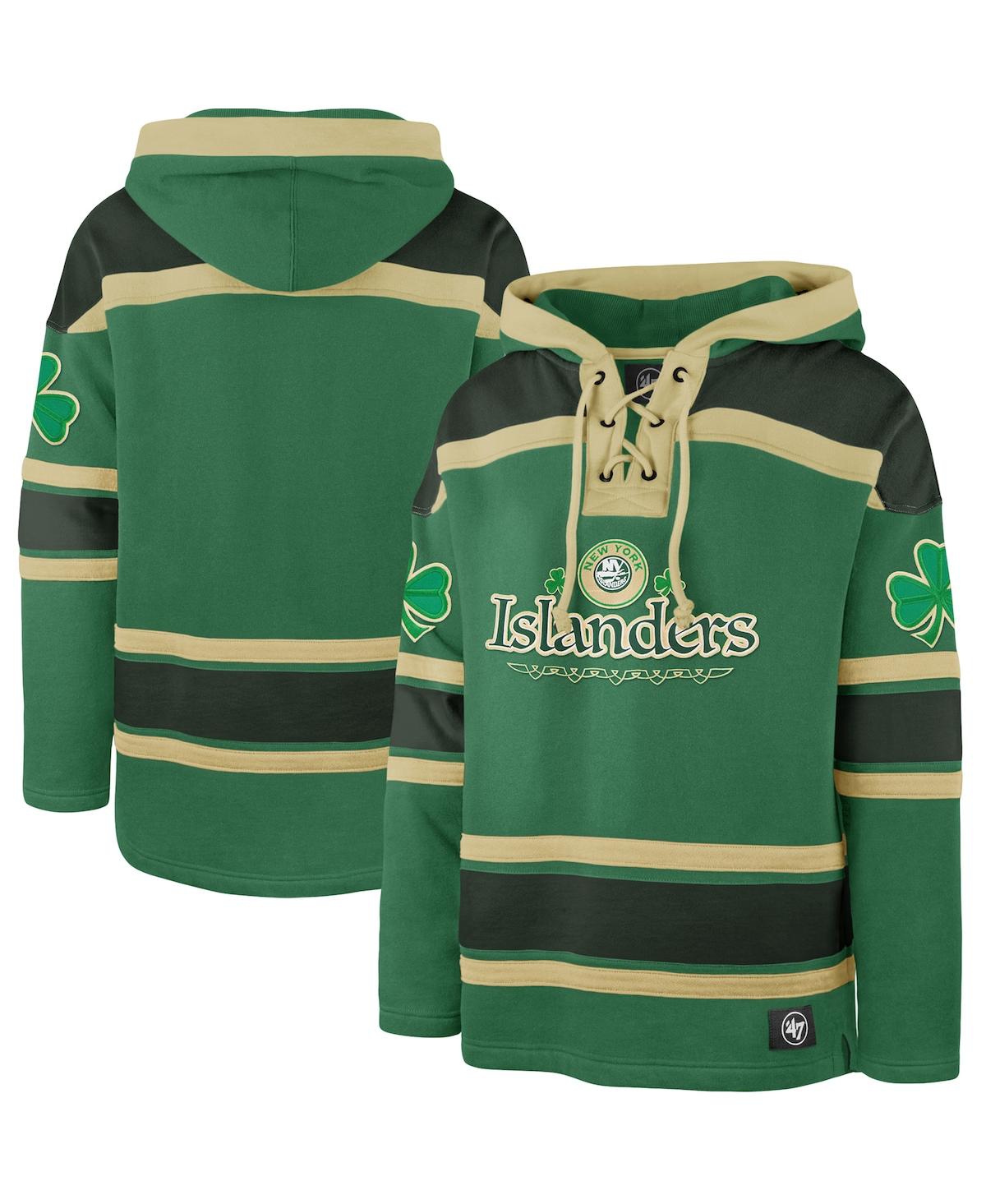 Shop 47 Brand Men's Kelly Green New York Islanders St. Patrick's Day Mclucky Superior Lacer Pullover Hoodie