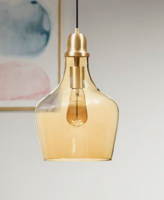 9" Auburn Bell Shaped Hanging Glass Pendant Light