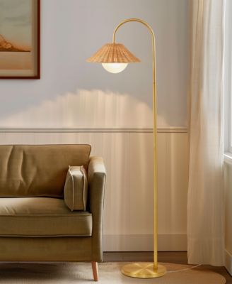 66" Laguna Rattan Weave Shade Iron Floor Lamp