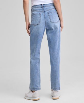 Women's Embroidered Floral High Rise Straight-Leg Ankle Jeans, Exclusively at Macy's