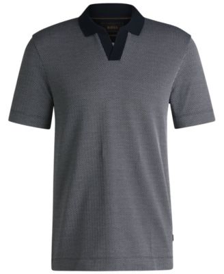 Men's Cotton Silk Dot-Pattern Polo Shirt