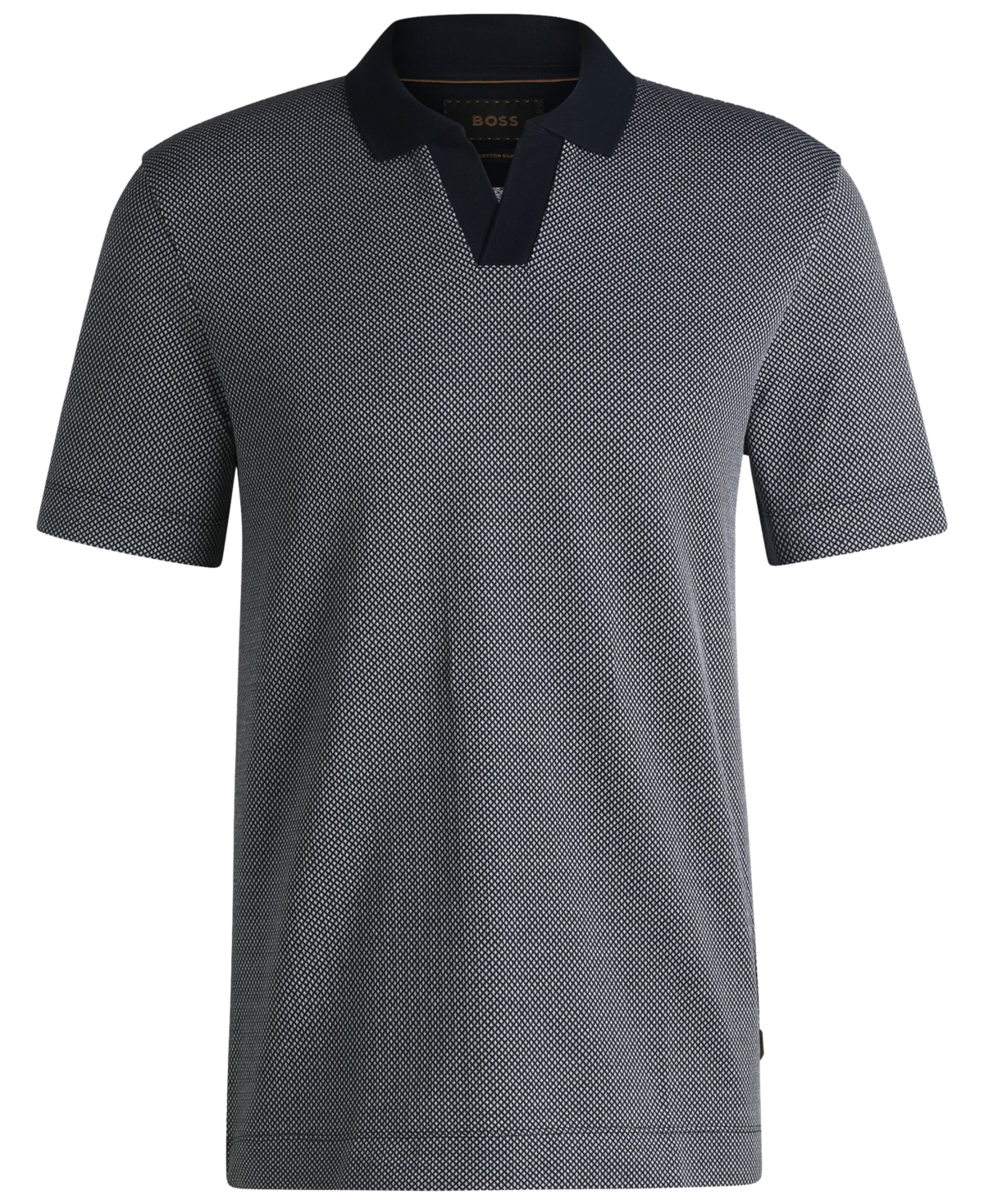 Hugo Boss Dot-pattern Polo Shirt In Cotton And Silk In Dark Blue