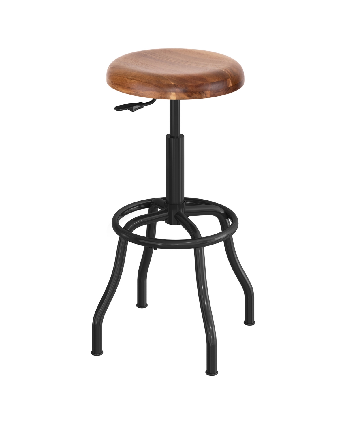 Acacia Wood Seat Pneumatic Adjustable Work Stool - Brown
