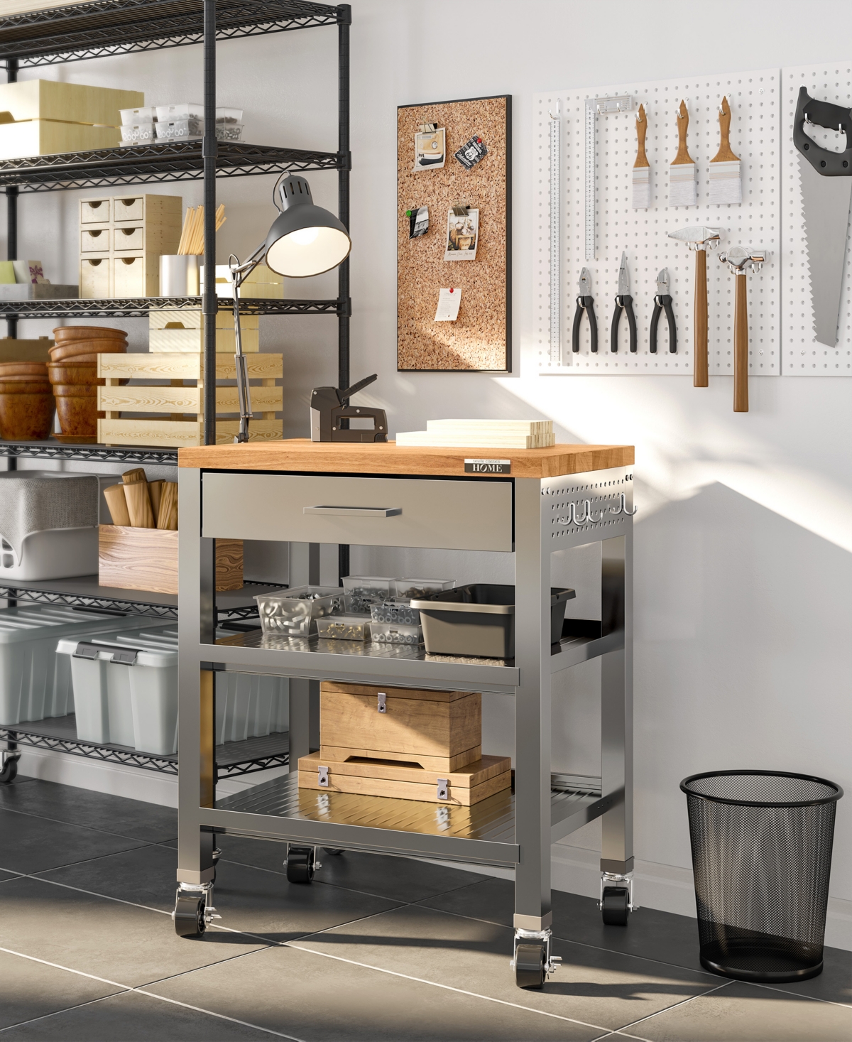 Seville Classics Home Worktable Cart In Gray