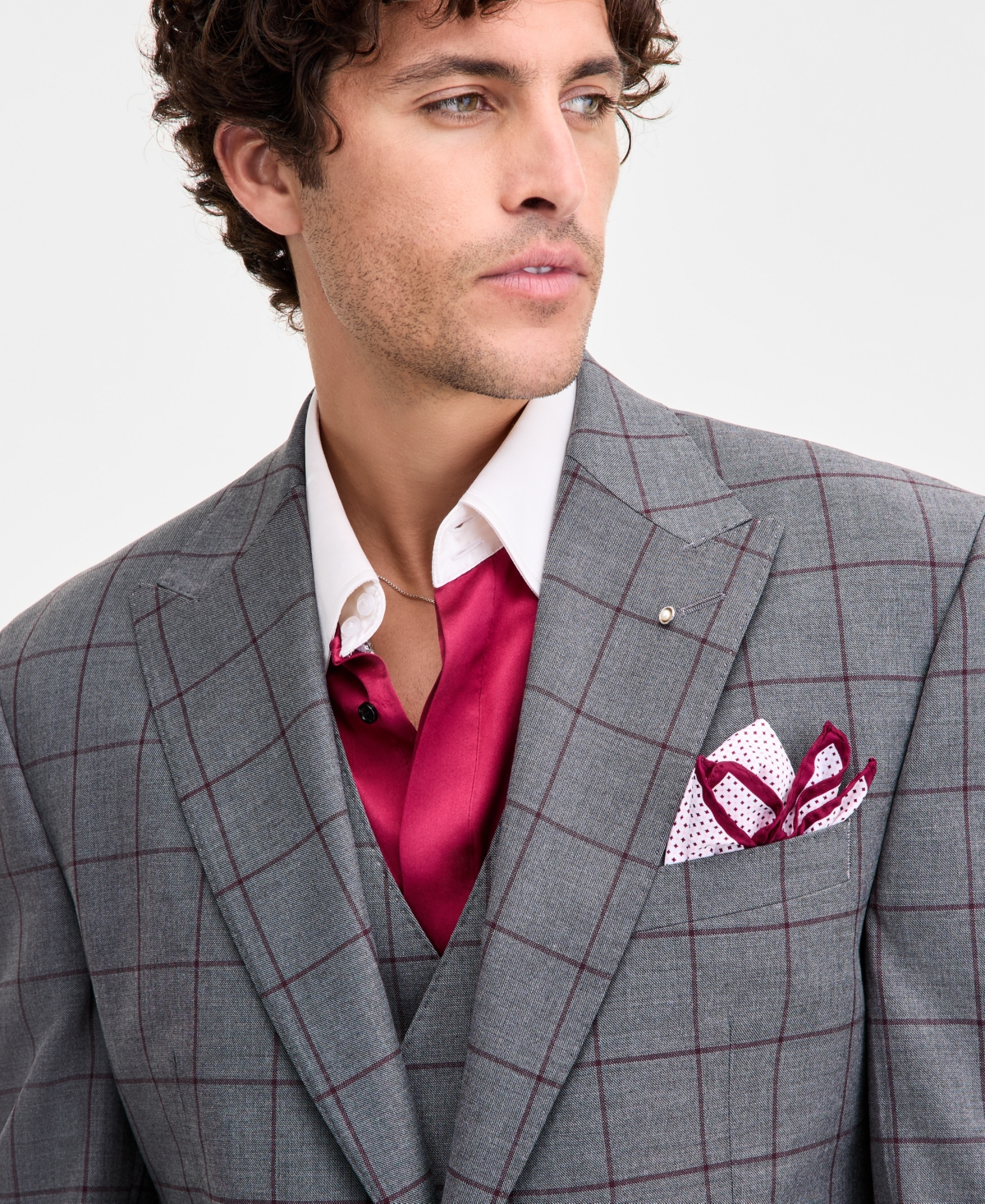 Tayion Collection Men's Classic-fit Windowpane Suit Separate Jacket In Gray