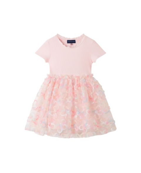 Платье Andy & Evan /Child Lt Pint Rib Knit Dress w/Tulle для девочек, цвет: Розовый
