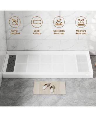 60"W X 30"D SMC Single Threshold Shower Base Anti-Slip Shower Pan, Drain Assembly & Drain Cover Included