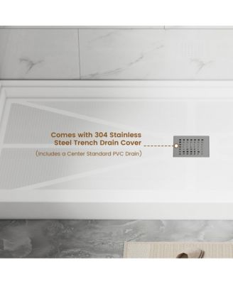 60"W X 36"D SMC Single Threshold Shower Base Anti-Slip Shower Pan, Drain Assembly & Drain Cover Included