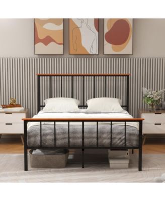 Queen Bed Frame with Headboard and Footboard-Queen Size