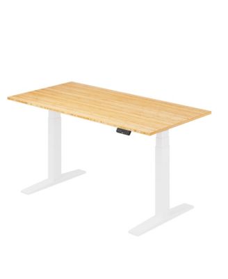E7-COMMERCIAL 60  W Electric Adjustable Standing Desk, Bamboo Top, White Base