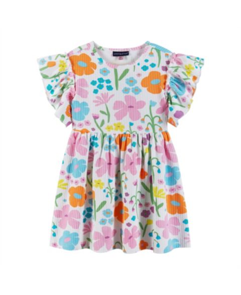 Платье Andy & Evan /Child White Floral Rib Knit Dress для девочек-малышей, цвет: Белый
