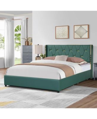 Full Size Upholstered Bed Frame with 4 Drawers-Full Size