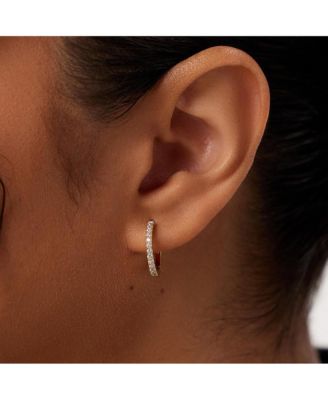 Gold Huggie Hoop Earrings - Pave Huggie Hoops Medium