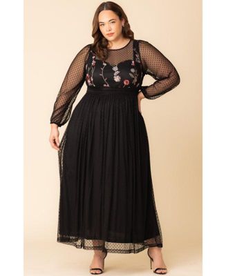Plus Size Mystique Mixed Media Evening Gown