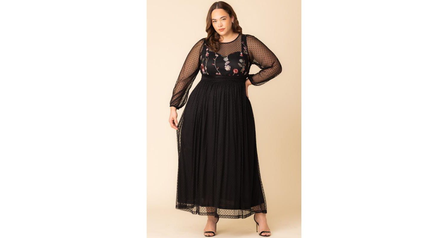 Plus Size Mystique Mixed Media Evening Gown