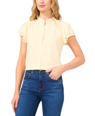CeCe - Women's Flutter-Sleeve Button-Front Blouse